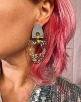 80s Glam - Silver/Neon Yellow/ Holo Flakes