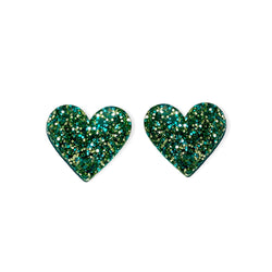 Tiny Hearts, green glitter