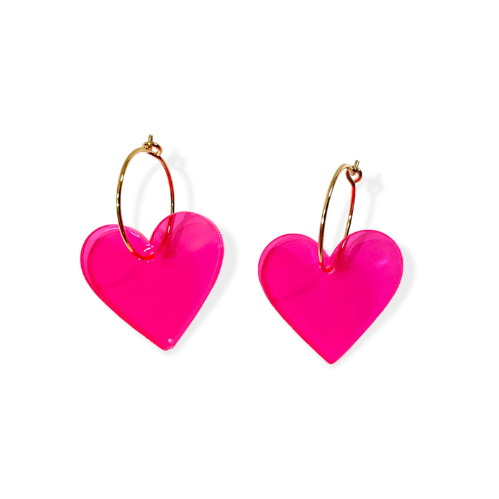 Two Hearts, neon pink